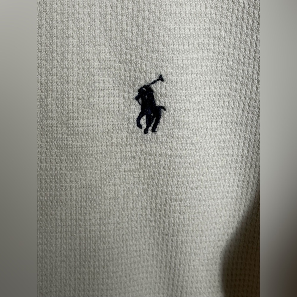 Polo Ralph Lauren Waffle Knit Long Sleeve Shirt Men’s Medium White Sleepwear - Picture 2 of 8